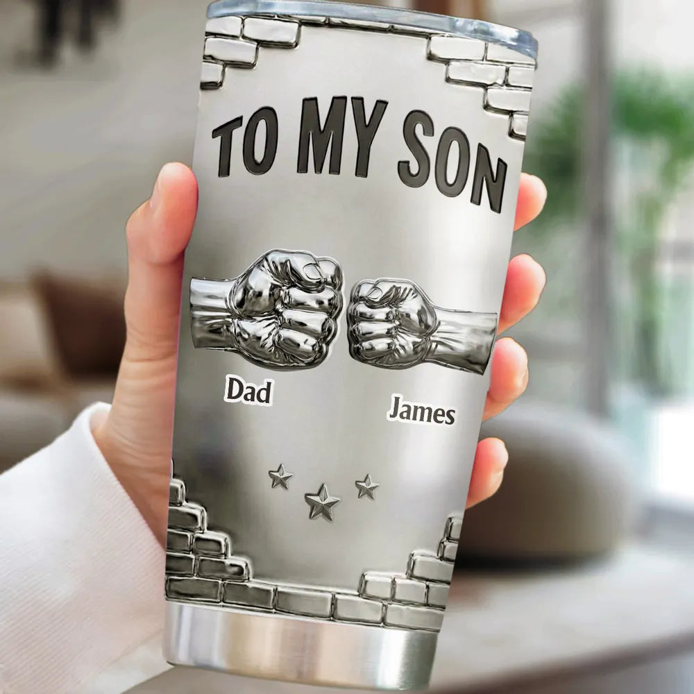 To My Son Encouragement Message Insulated Travel Tumbler, Personalized Gift for Daily Coffee and On-the-Go Pride