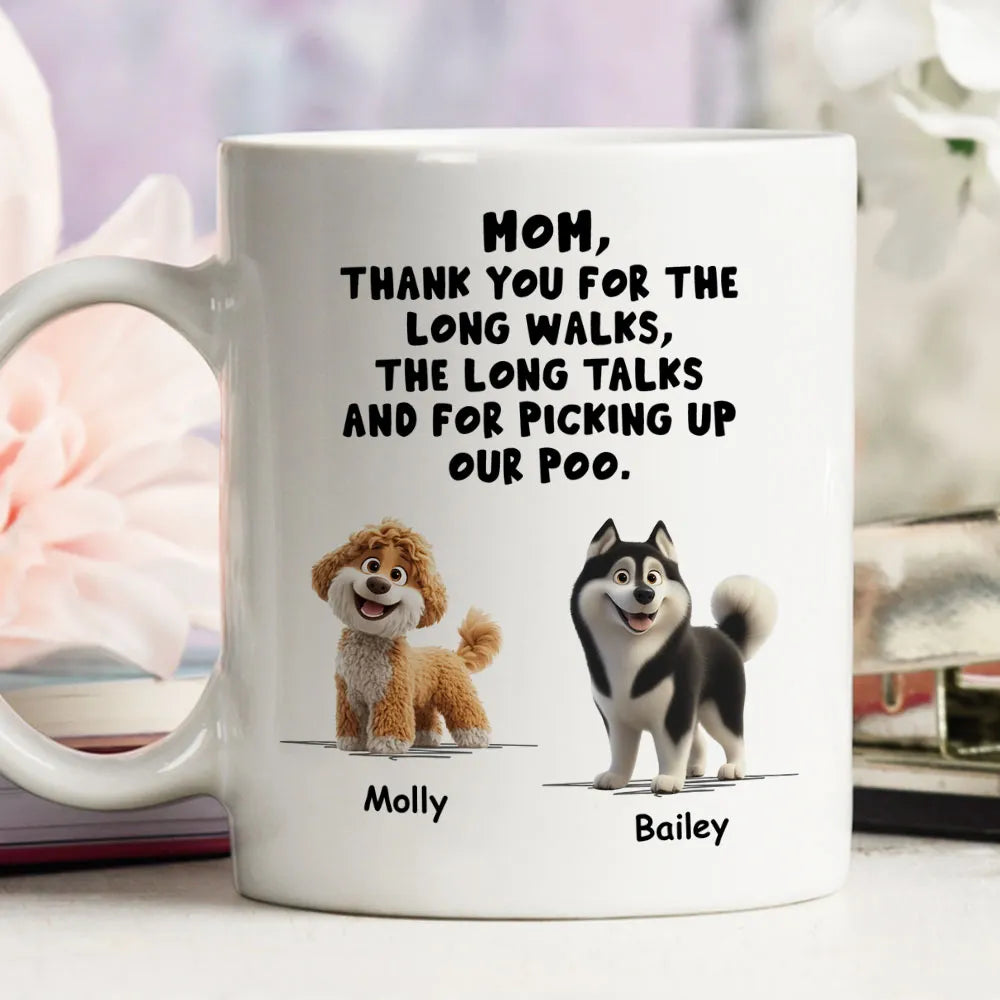 Personalized Dog Dad White Ceramic Mug with Funny Thank You Quote for Walks & Talks – Unique Gift for Pet Dad