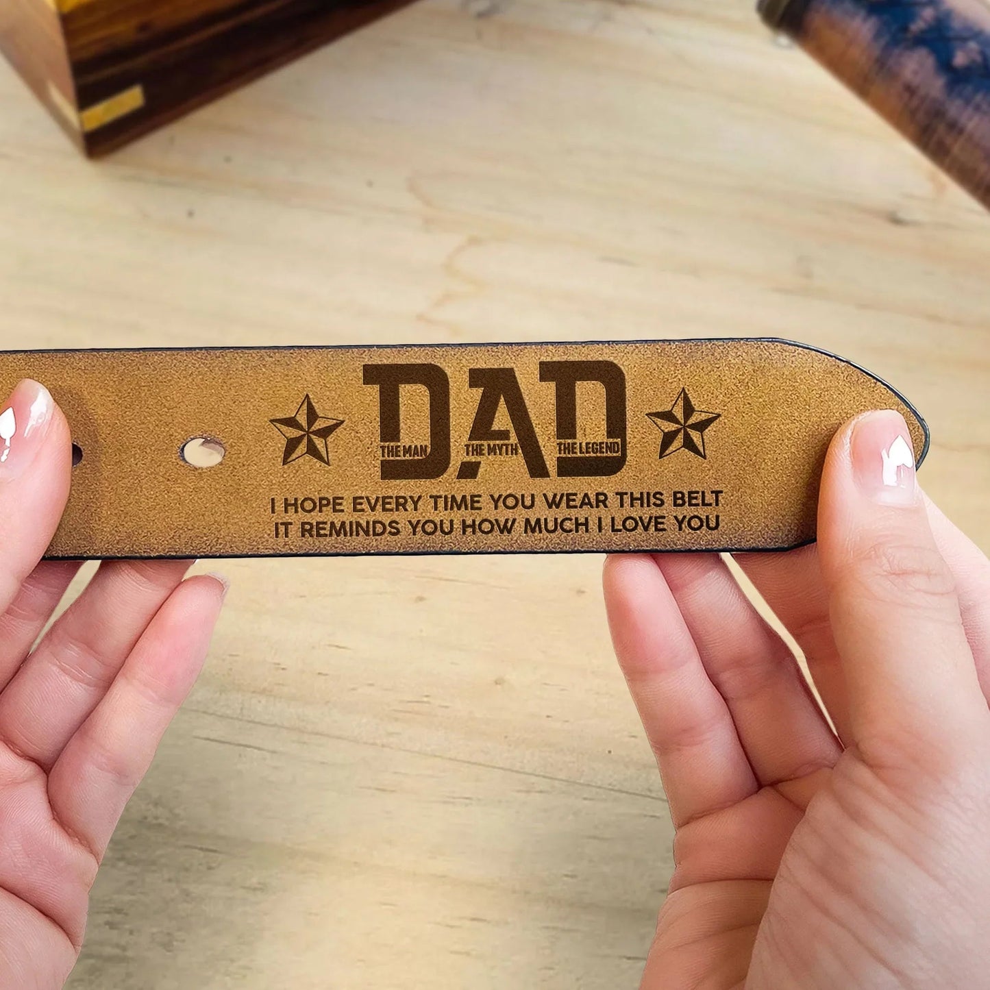 Personalized Leather Belt for Dad, Engraved 'It Reminds You How Much I Love You' Message, Unique Gift for Daily Wear