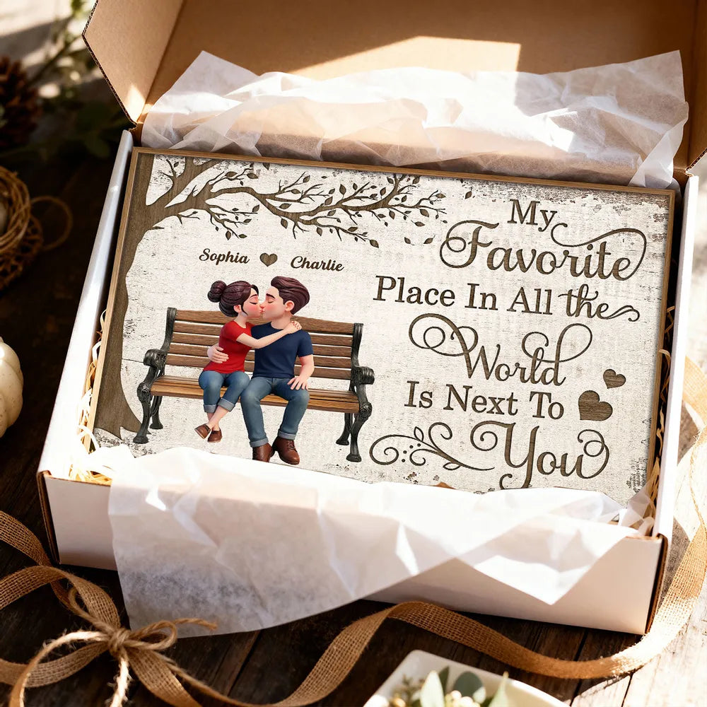 My Favorite Place In All The World Is Next To You Personalized Poster, Sweet Couple Wall Decor, Creative Gift