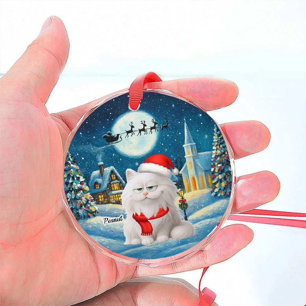 Christmas Cat Ornament, Personalized Design, Pet Lover Gift
