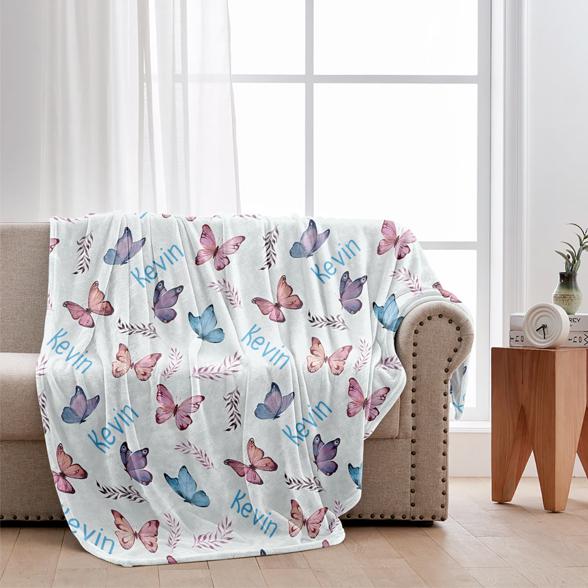 Butterfly Custom Name - Personalized grandson Blanket