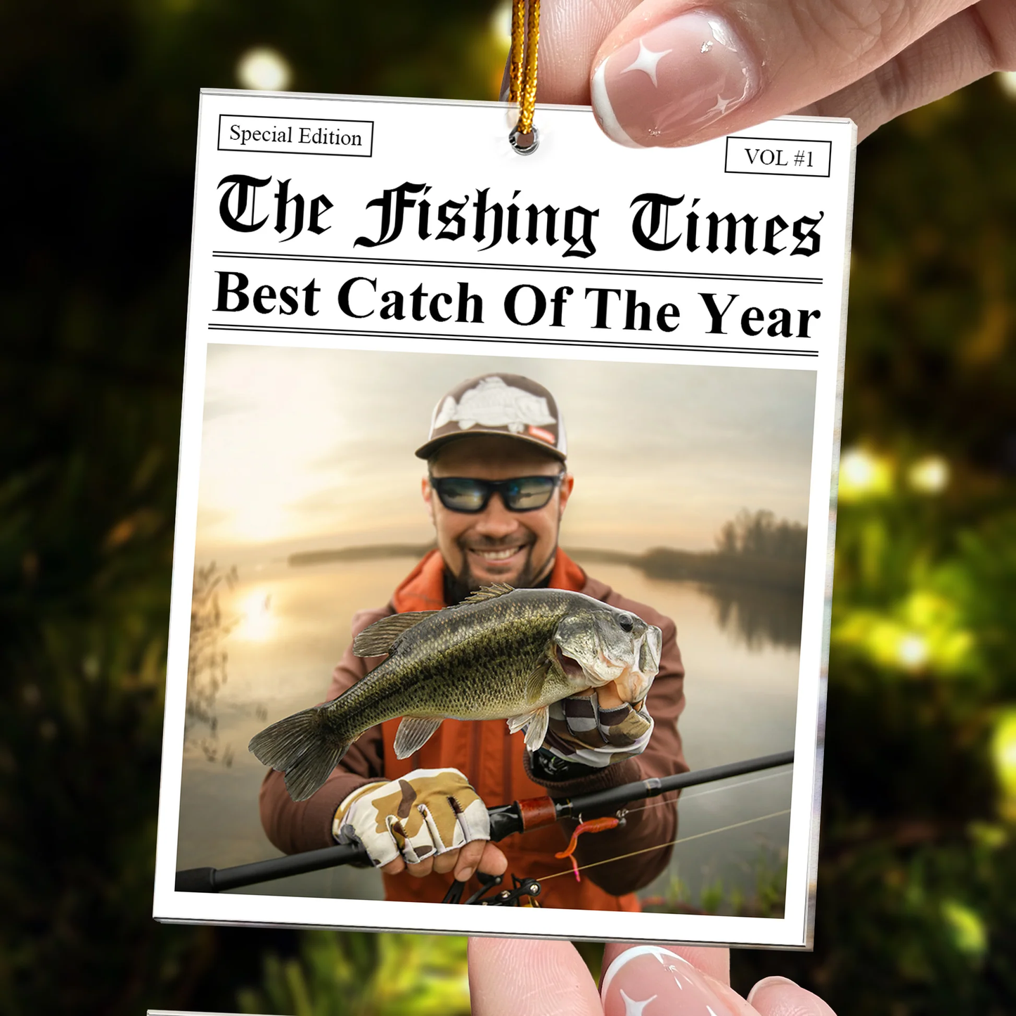 Acrylic Ornament The Fishing Times Best Catch Of The Year Photo Style Lake Fishing Unique Gift For Anglers