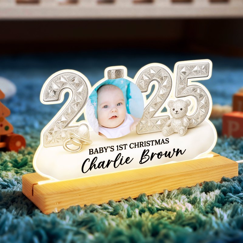 LED Light Plaque Baby Photo Night Light, Warm Glow for Christmas Nursery Decor, Cozy Keepsake, a Unique Gift for New Parents