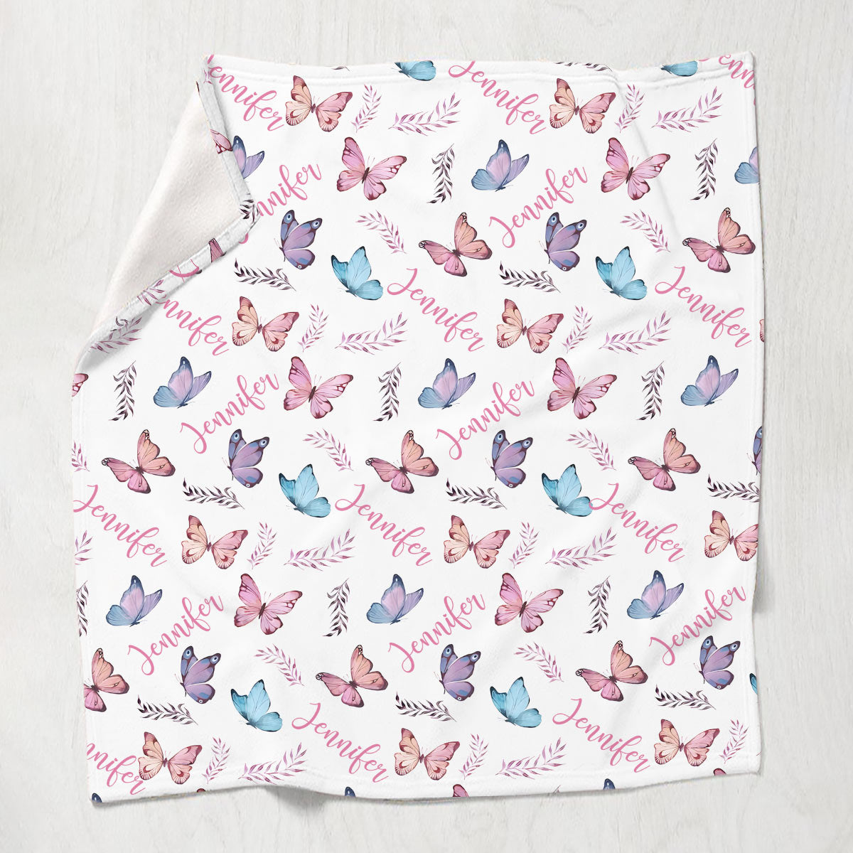 Butterfly Custom Name - Personalized Sibling Blanket