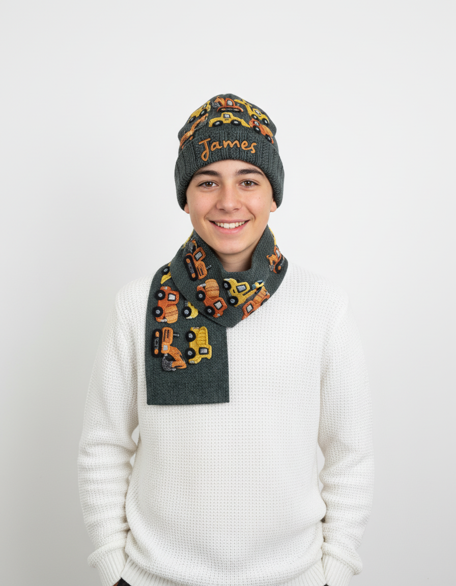 Construction Machines - Personalized Kid Beanie Hat