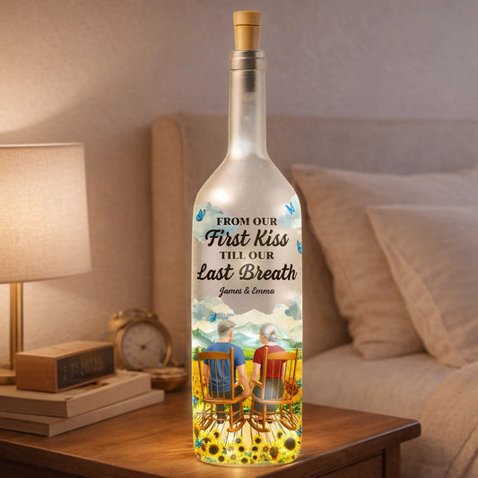 Personalized Bottle Lamp From Our First Kiss Till Our Last Breath Romantic Couple Gift With Warm Glow Home Decor
