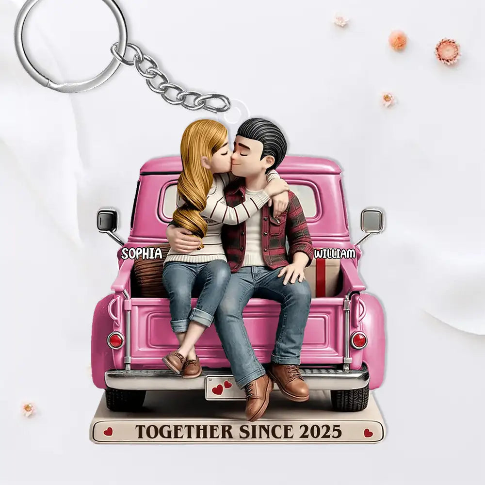 Love and Romance Acrylic Keychain - Personalized Couple Gift - Custom 'Together Since' Keychain for Couples