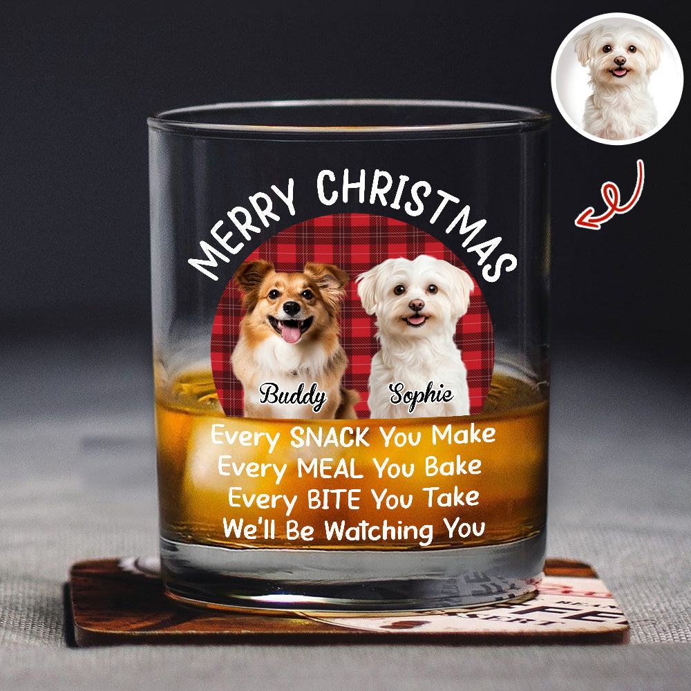 Personalized Dog Whiskey Glass Christmas Gift, Funny Watching You Quote, Unique Holiday Bar Glass for Pet Lovers
