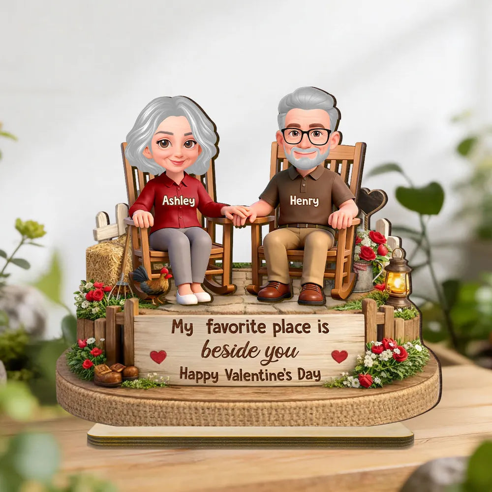 My Favorite Place Is Beside You Personalized 2-Layer Wooden Plaque, Sweet Couple Keepsake for Home Display, Unique Gift for Him or Her
