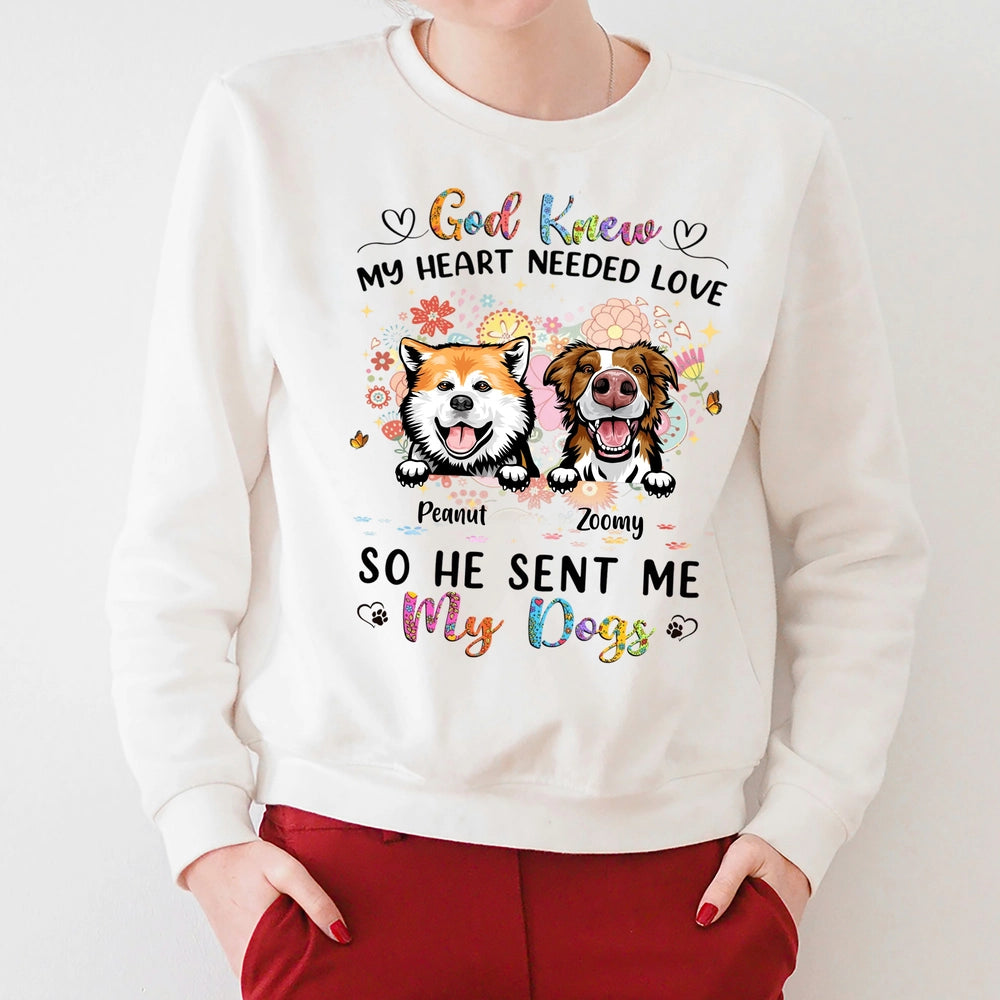 Classic Tee God Knew My Heart Needed Love, Cute Dog Illustration, Personalized Print, Unique Gift for Dog Mom or Dad