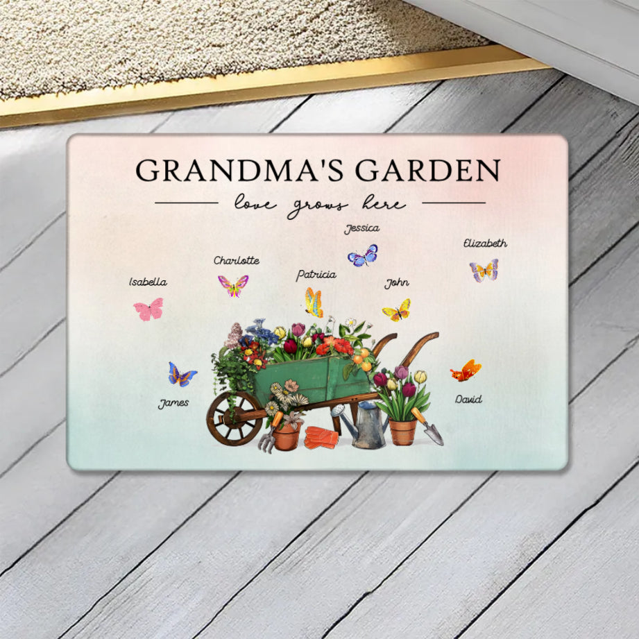 Personalized "Grandma's Garden" Poster, Keychain, Plaque, Ornament, Pillow, Wallet Card, Cup, and Sign - A Perfect Gift for Family Love and Cherished Memories