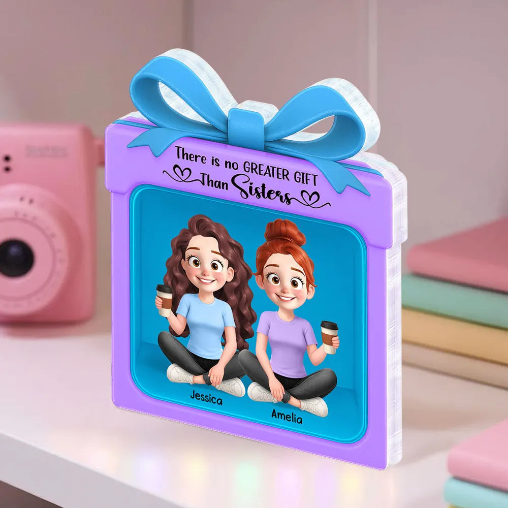 Acrylic Block Plaque in Gift Box Shape with Besties Theme, Heartwarming Design, Ideal Friendship Gift for Her