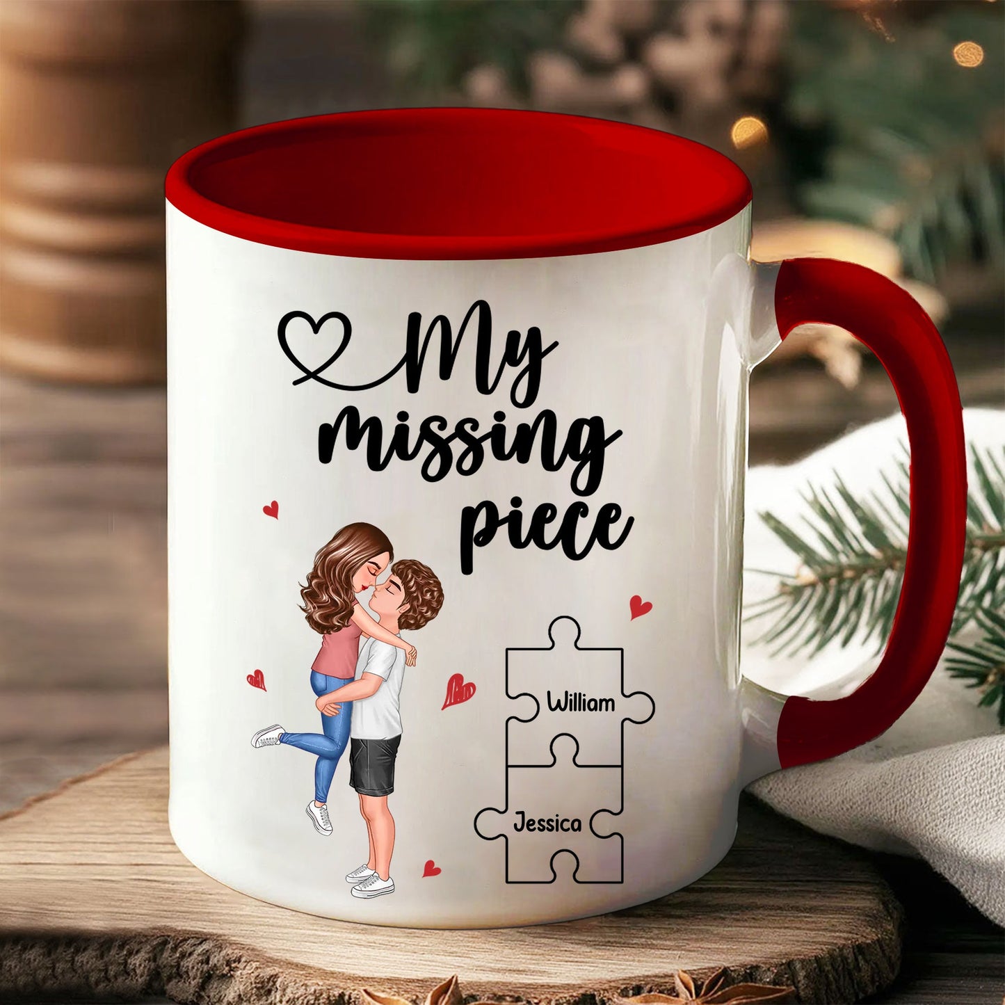 My Missing Piece Couple Hugging Kissing Valentine‘s Day Gift For Her Gift For Him Personalized Mug