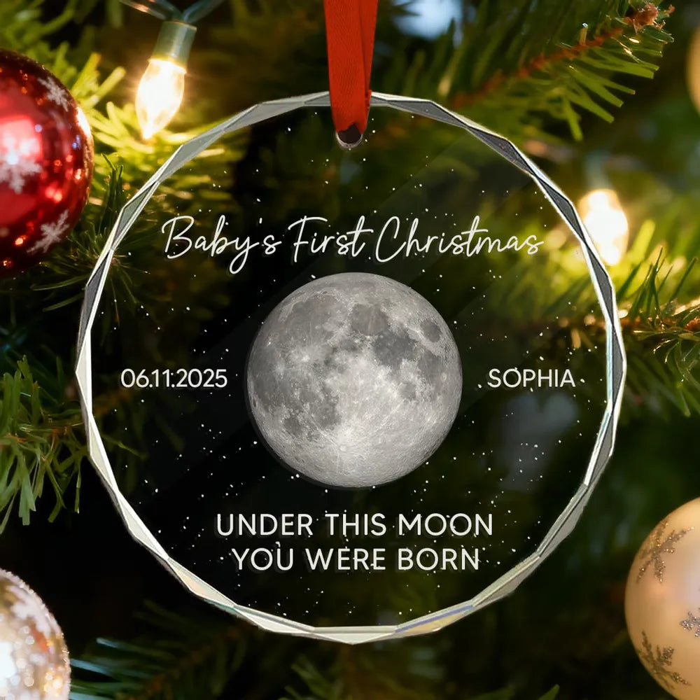 Personalized Baby's First Christmas Moon Ornament Gift