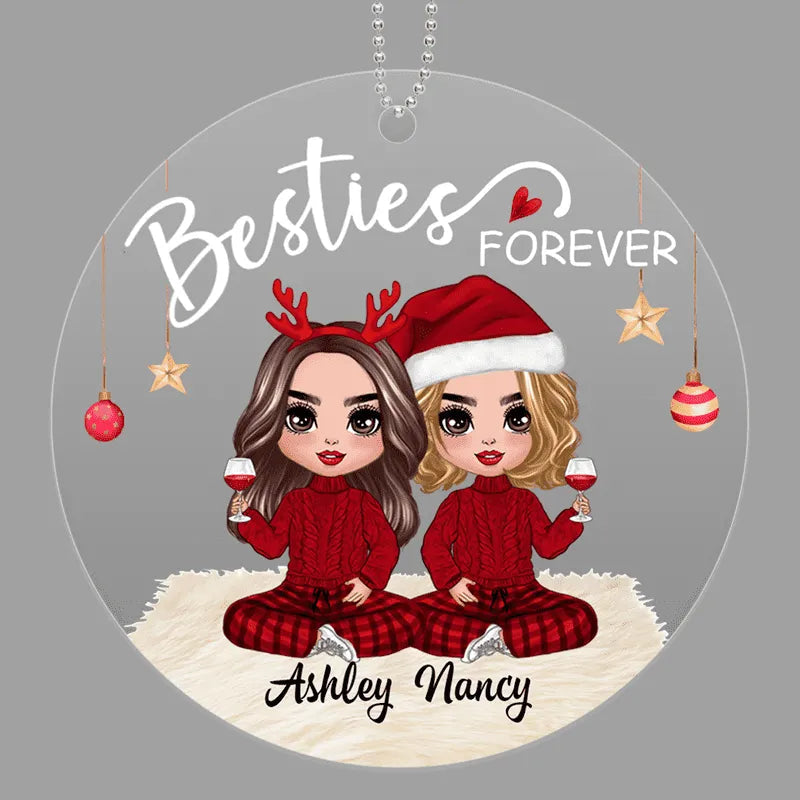 Best Friends Acrylic Ornament | Cozy Holiday Design, Perfect Gift for Friendship & Christmas
