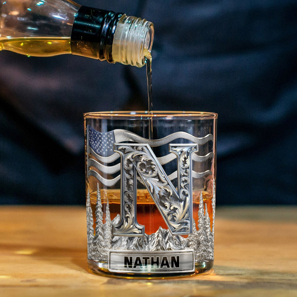 Alphabet Initial For Whiskey, Bourbon... Lovers - Personalized Whisky Whiskey Glass