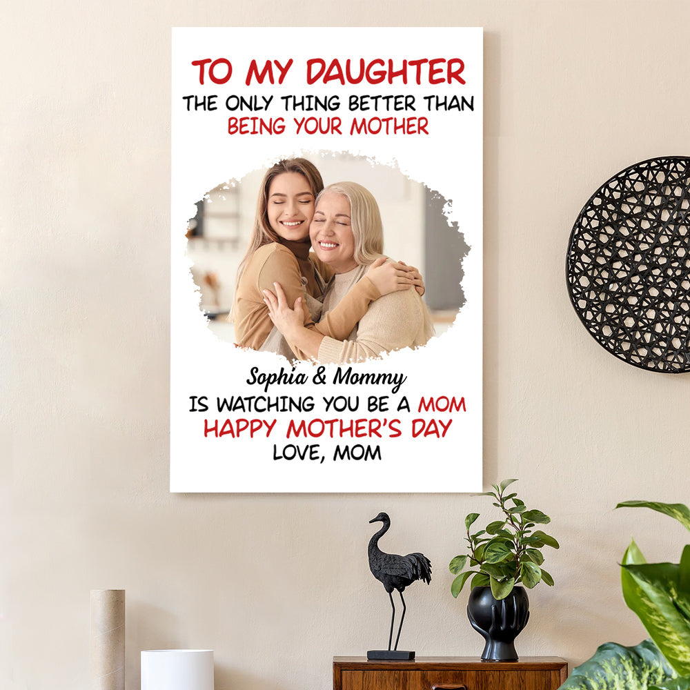 Mother's Day Exclusive Gift – Ceramic Mug, Poster, and Plaque Featuring Hugging Scene with 'To My Daughter, Happy Mother’s Day'