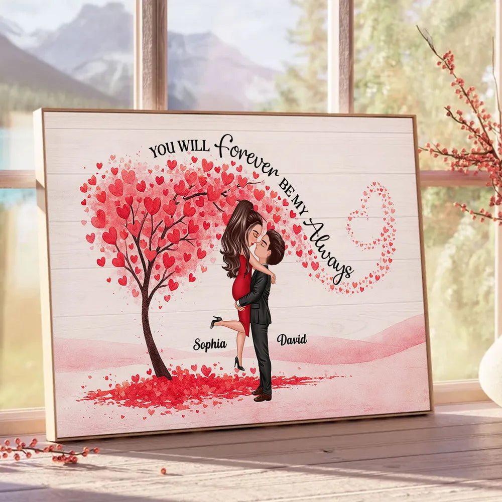Personalized Couple Hugging Poster with Heart Tree Quote Wall Art Unique Romantic Gift for Wife Husband