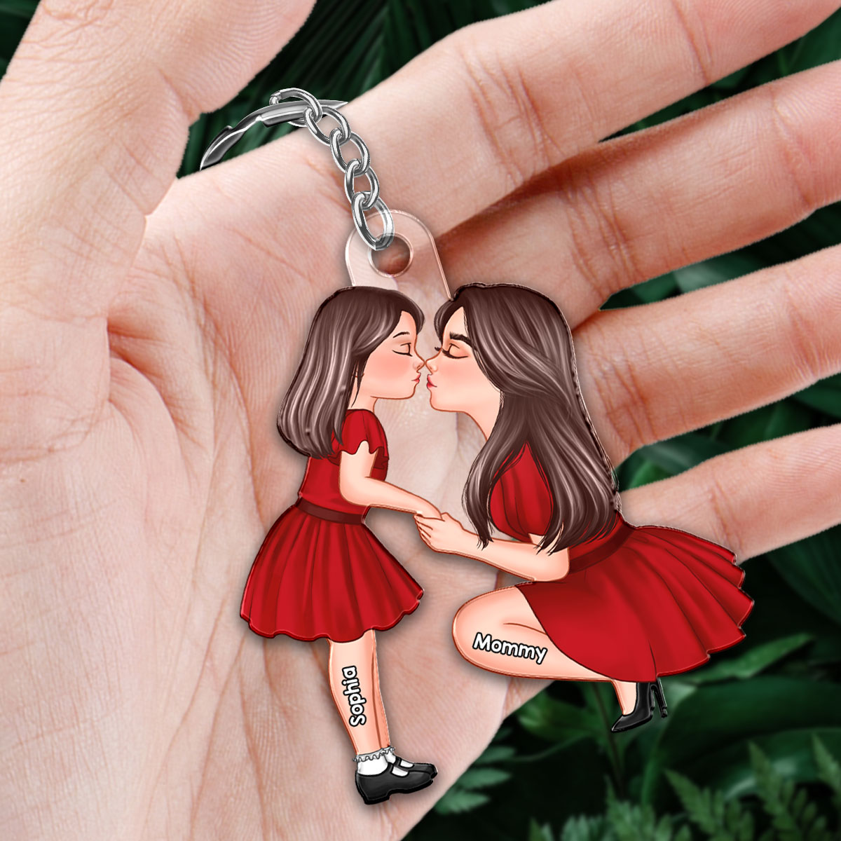 Heartfelt Mother-Daughter Kiss – Custom Acrylic Keychain, Sentimental Gift for Mother or Daughter