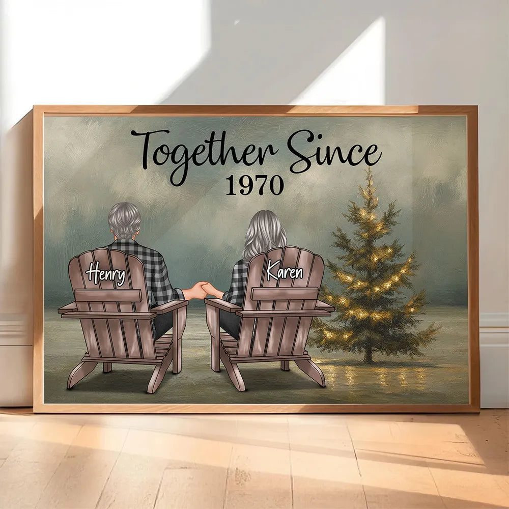 Personalized Couple Poster with Christmas Tree, You & Me Quote, Romantic Wall Art Gift for Partner