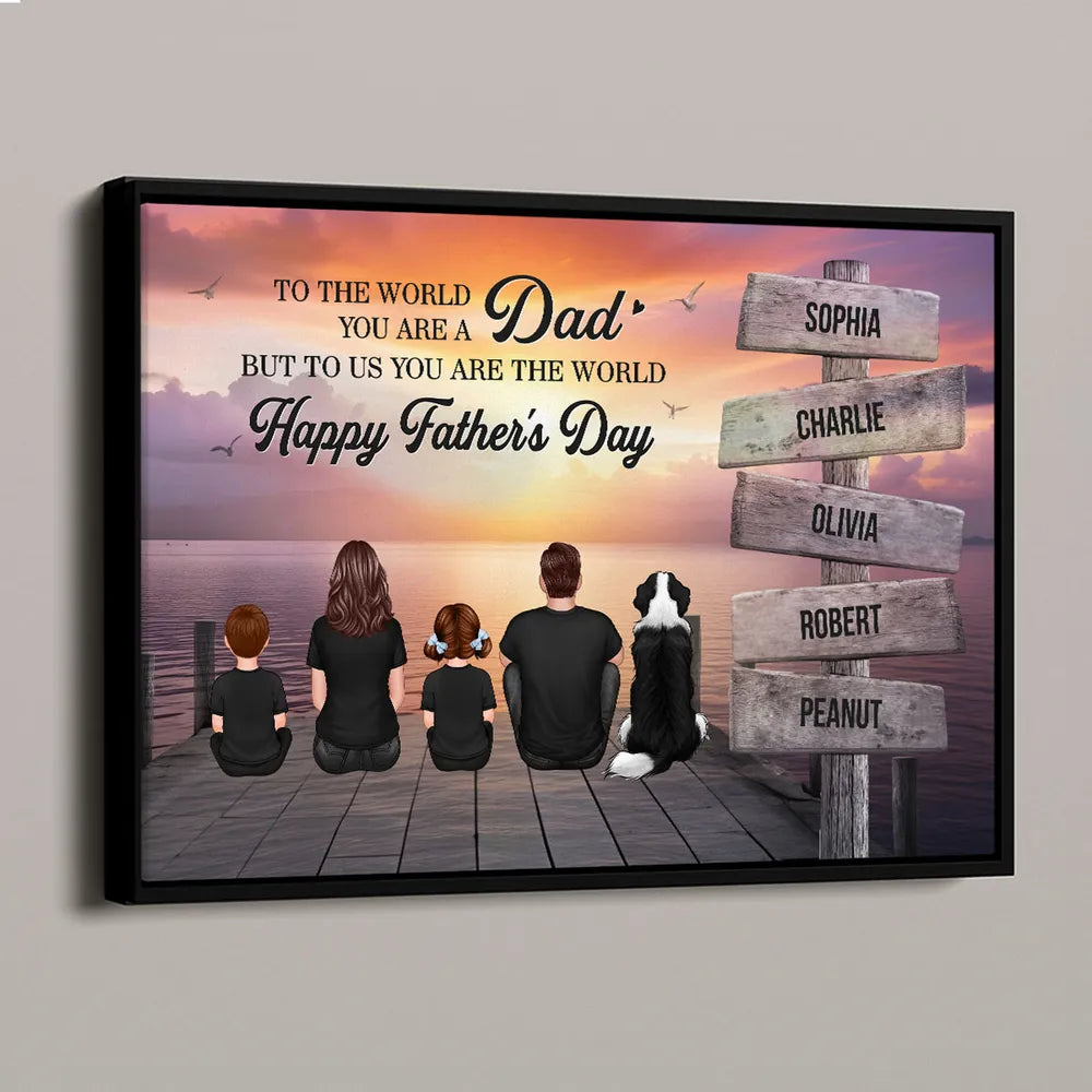 Personalized Family Back View Poster for Dad | Custom Canvas Gift