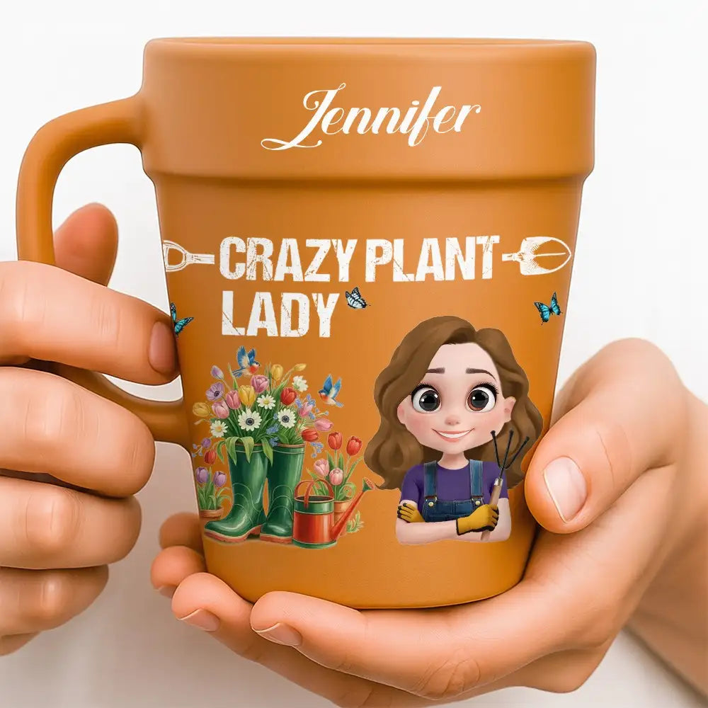 Crazy Plant Lady Personalized Plant Pot Mug – Cute Custom Gift for Gardeners