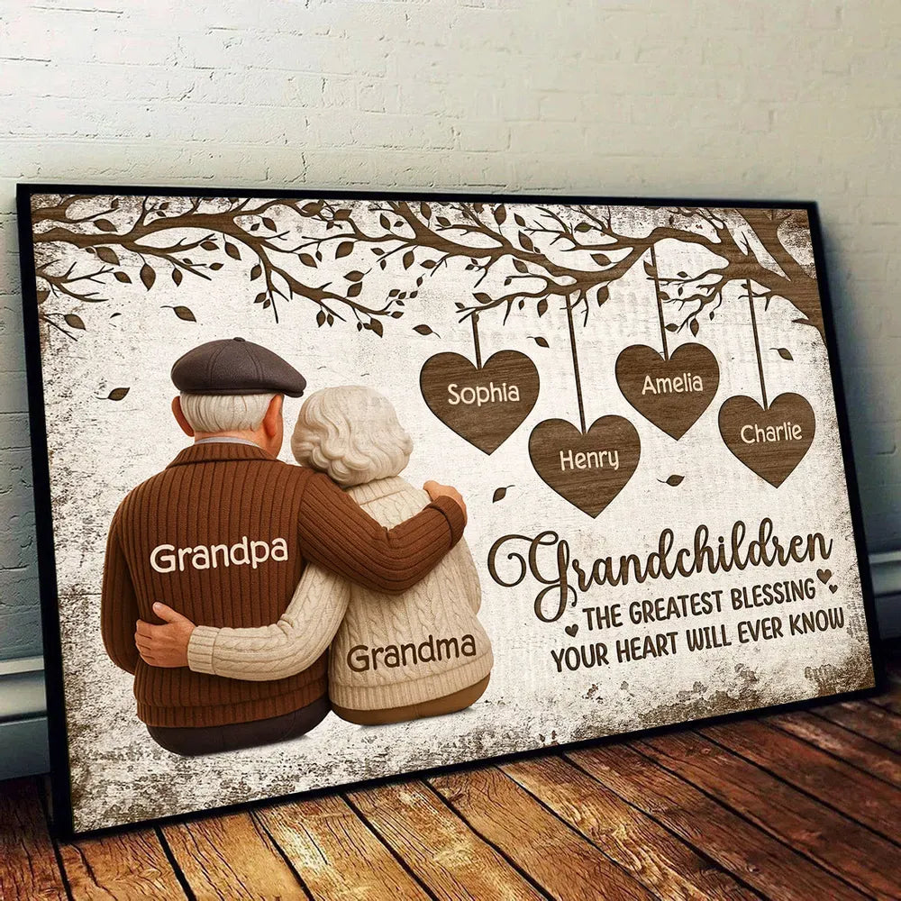 Personalized Grandchildren Poster for Grandparents – Custom Names Wall Art, Heartfelt Family Gift & Unique Keepsake