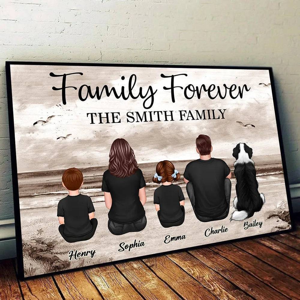 Family Forever Beach Design - Personalized Blanket, Plaque, Keychain, Poster and Wallet Card, Unique Gift