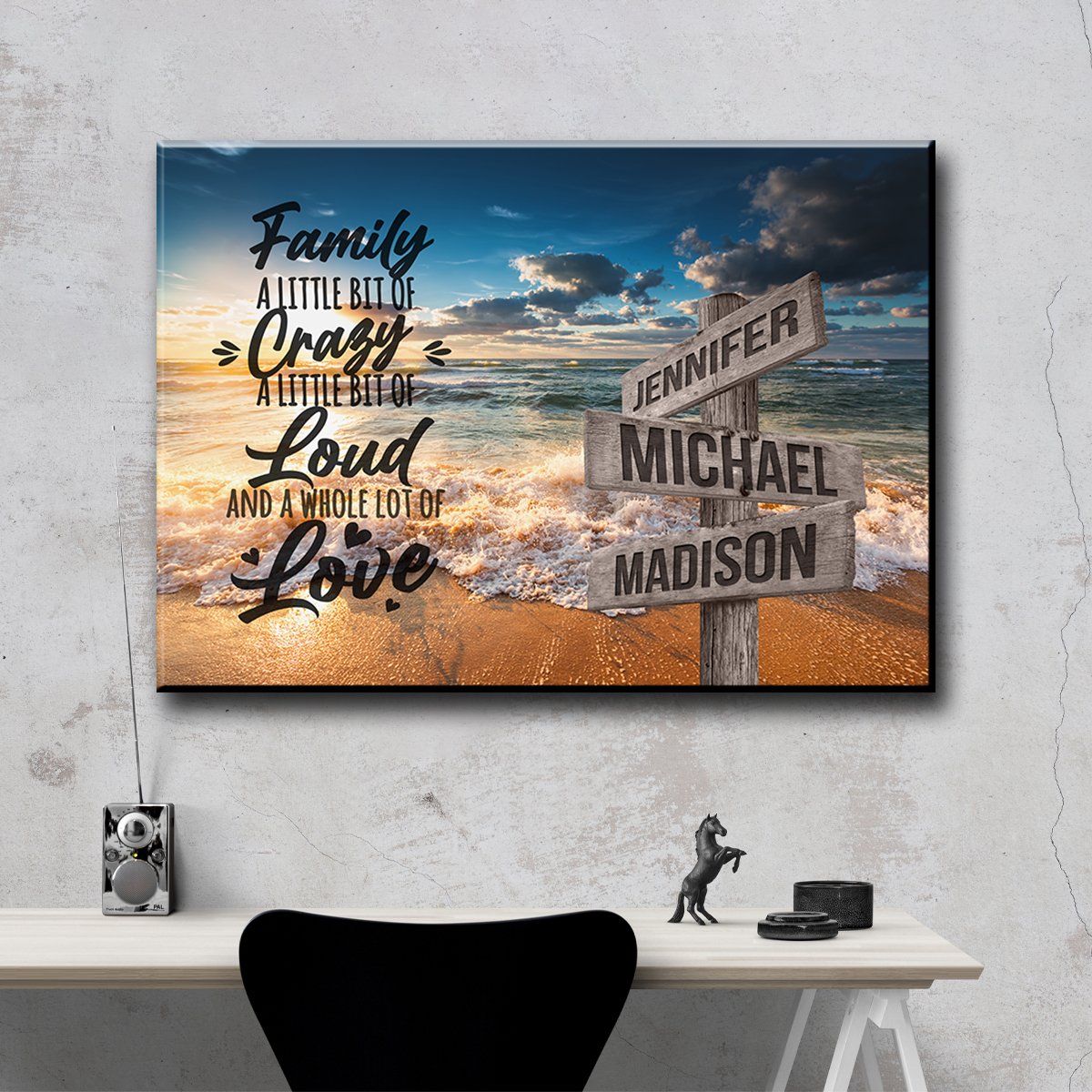 "Family Love & Joy" Personalized Ocean Sunset Canvas Art - The Perfect Gift to Cherish Family Moments