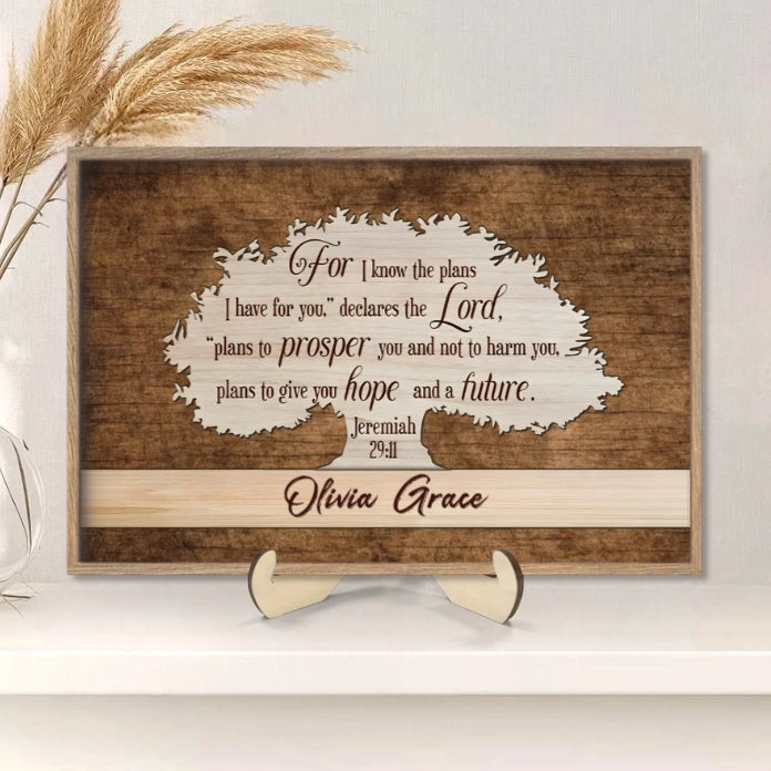 Personalized Poster, Ornament, Plaque, Keychain, Sign – "For I Know the Plans" Religious Inspirational Gift with Name Customization