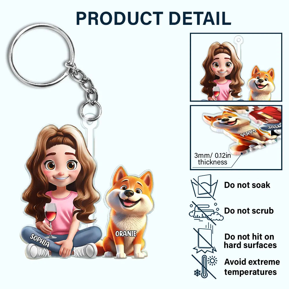 Personalized Dog Mom & Dad Acrylic Keychain with 3D Effect