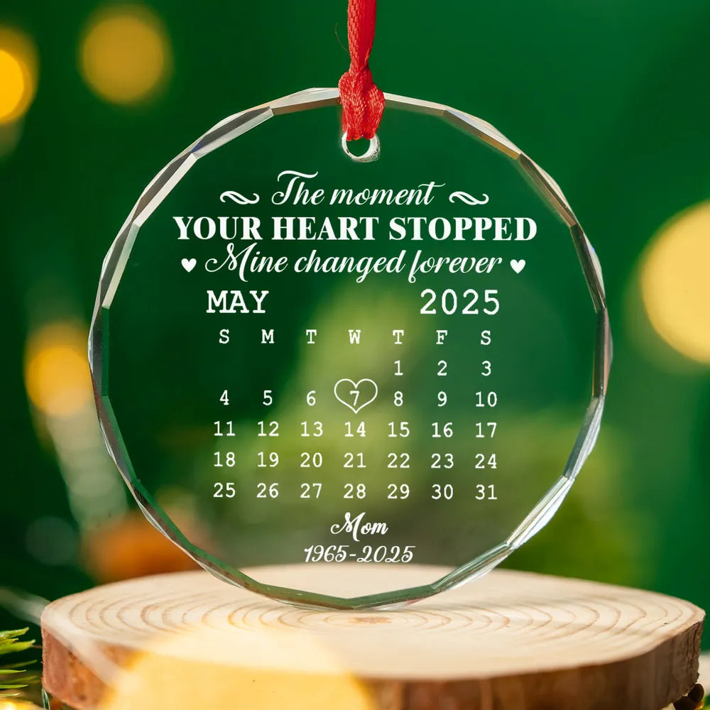 🌟 Eternal Keepsake: Personalized Crystal Calendar Ornament | Engrave Your "Moment The World Stopped" or Beloved's Name & Date