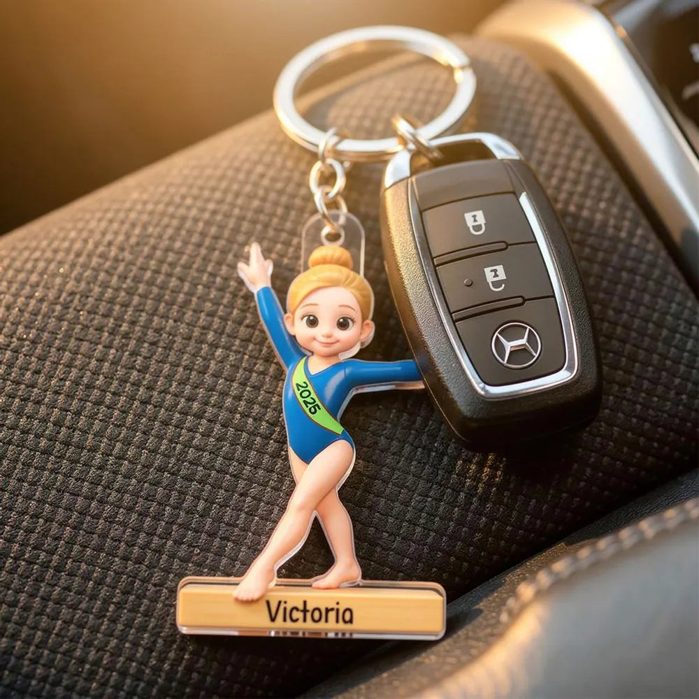 Custom Name Gymnastics Acrylic Keychain Bright Cute Charm for Backpack or Keys A Sweet Unique Gift