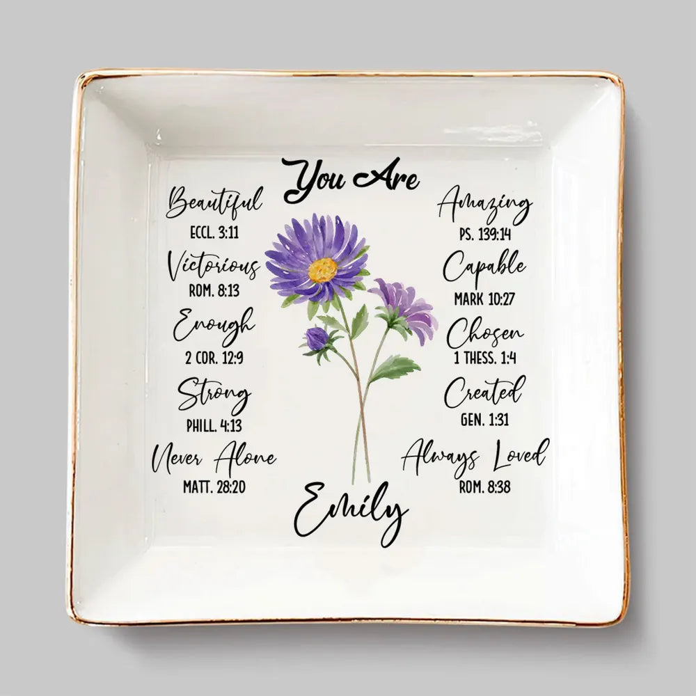 You Are Ceramic Jewelry Dish with Bible Verses – Personalized Christian Gift for Sister or Friend