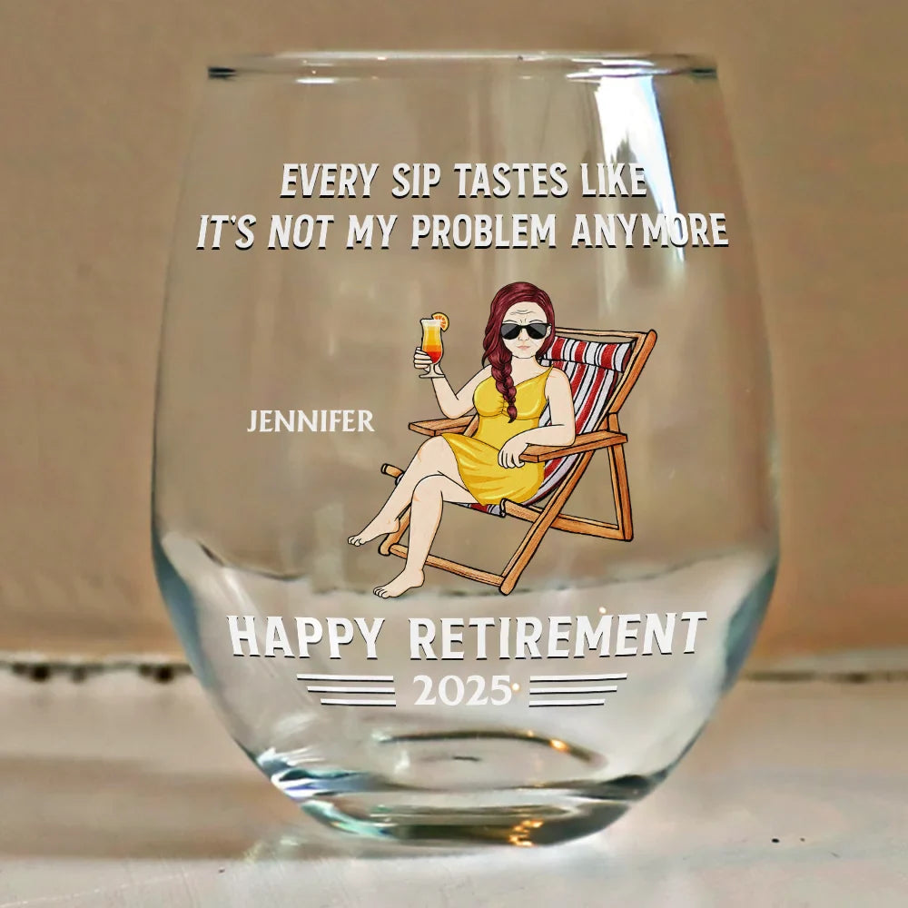 Personalized Retirement Wine Glass – Custom Gift for Retirees