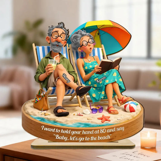 Personalized 2-Layer Wooden Plaque Beach Couple Scene, Funny Romantic Keepsake, Unique Gift for Husband or Wife