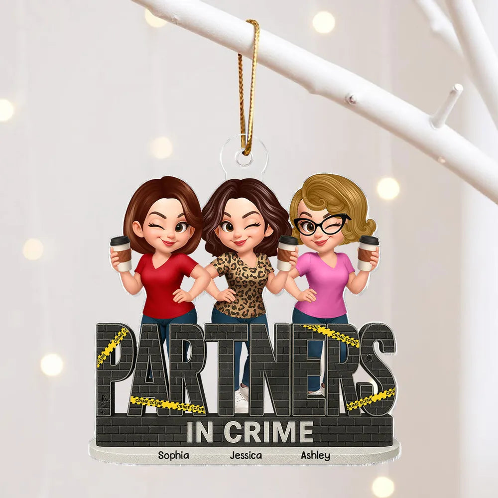 “Partners in Crime” Acrylic Ornament – Personalized Gift for Best Friends
