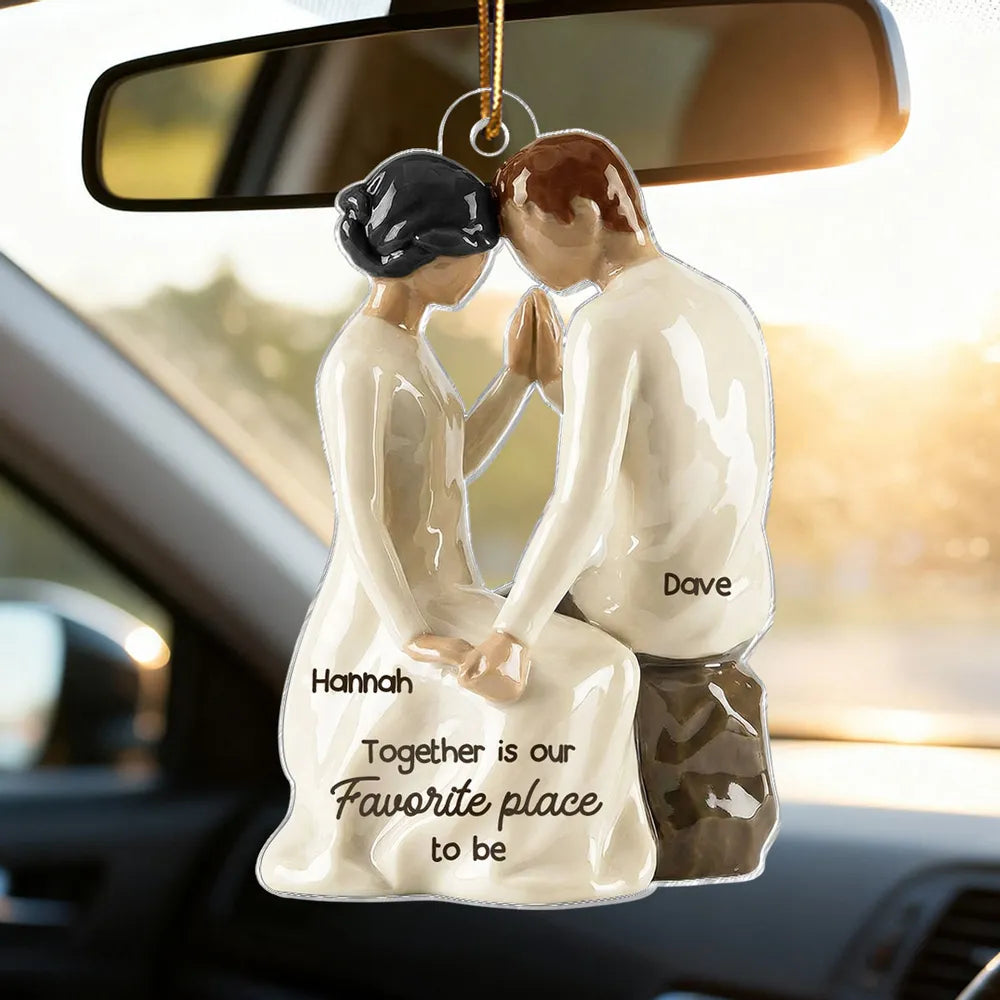 Personalized Acrylic Ornament Romantic Couple Holiday Tree Keepsake Soft Modern Look Unique Gift for Wife Husband or Couple