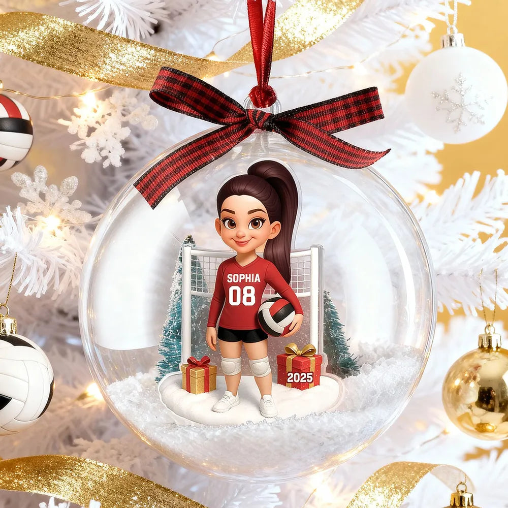 Custom Volleyball Girl Ornament - Unique Christmas Snow Globe Gift for Daughter, Teammate or Sports Lover Keepsake