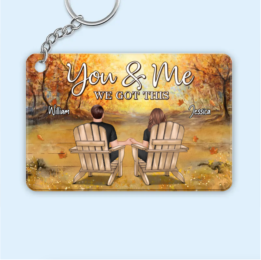 Fall Season Couple Back View Personalized Horizontal Poster