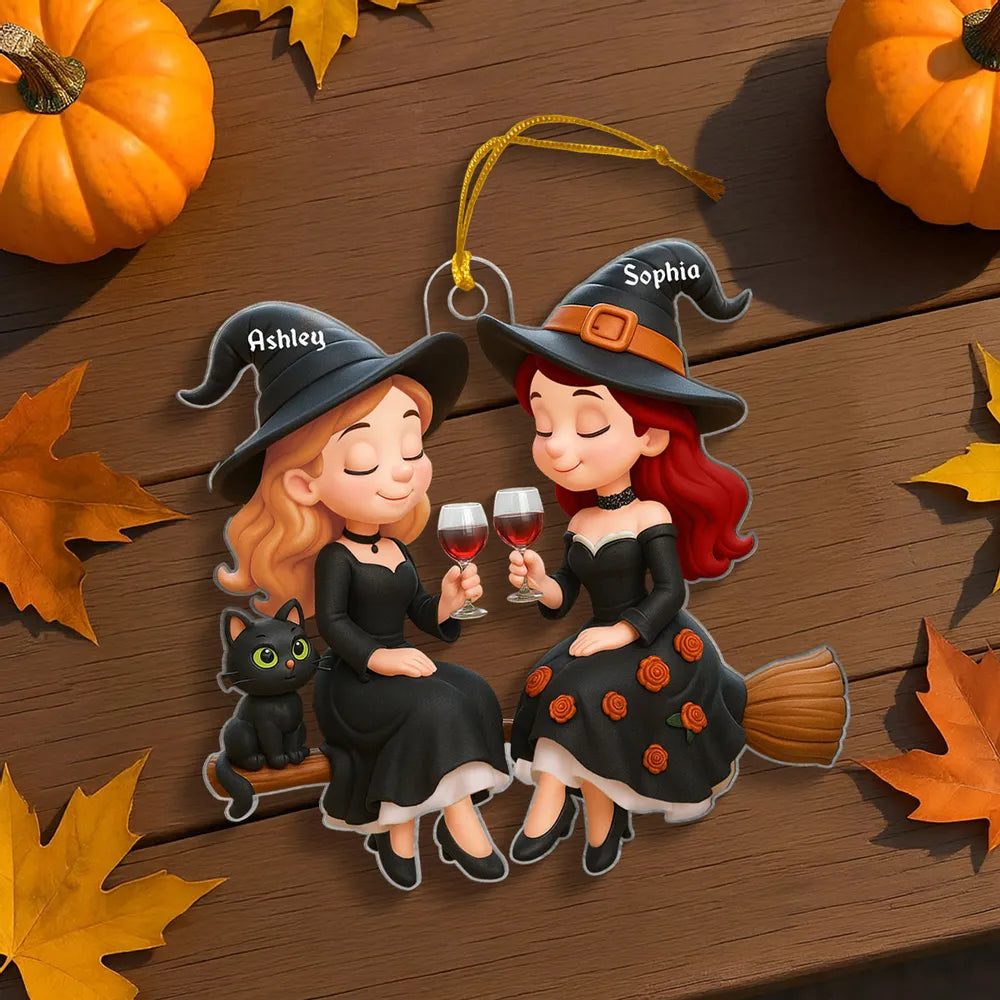 Witch Sisters Acrylic Ornament, Magical Vibe, Heartwarming Companionship, Perfect Gift for Friends