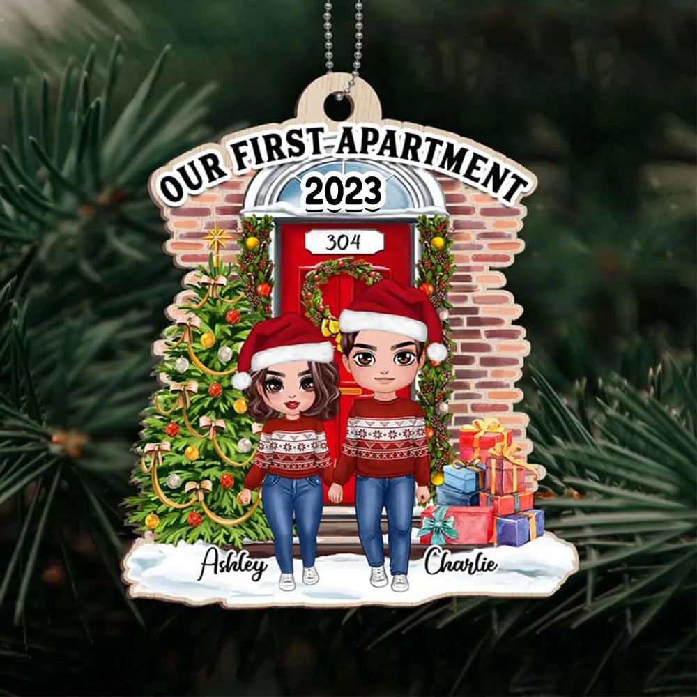 Our First Apartment Acrylic Ornament, Personalized Holiday Couple Keepsake, Cozy Christmas Tree Decor, Creative Gift