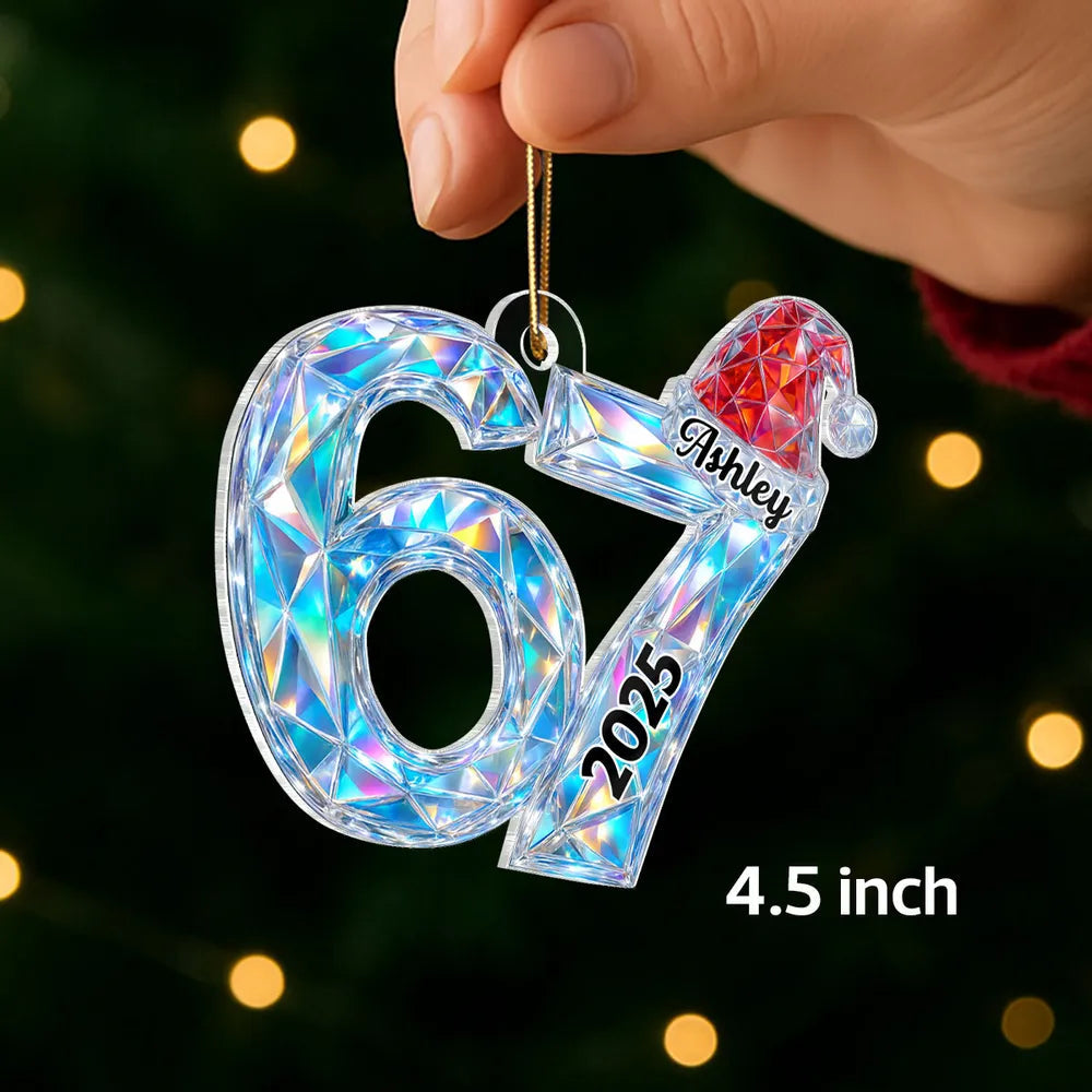 Six Seven Acrylic Ornament Christmas Tree Decoration – Trendy Gen Z Viral Quote Style, Unique Gift for Kids and Grandkids