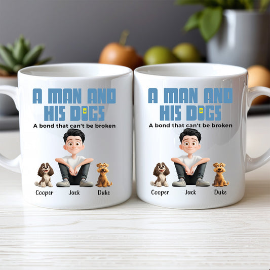 Heartwarming Pet-Themed Mug – Personalized 'A Man and His Dogs' Design, Ideal Gift for Dog Owners