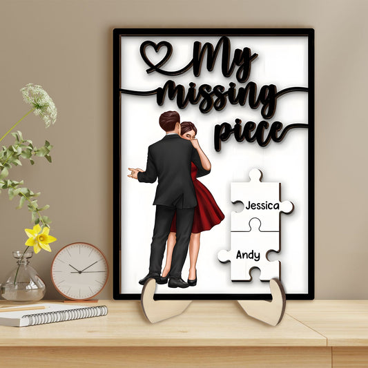 Personalized "My Missing Piece" 2 Layered Wooden Plaque – A Heartfelt Gift for Couples, A Symbol of Love and Completion, Anniversary Gift, Valentine's Day Gift For Couple