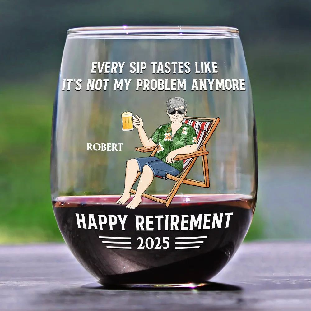 Personalized Retirement Wine Glass – Custom Gift for Retirees