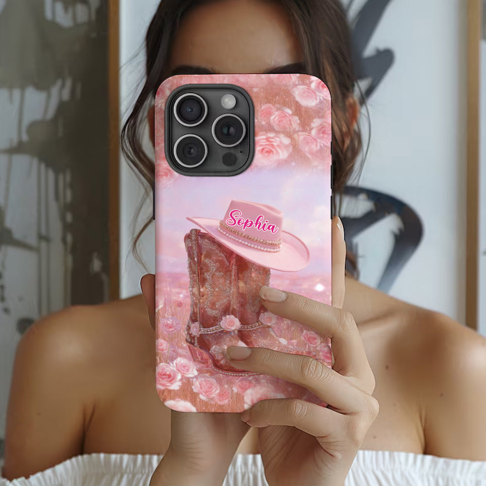 Floral Cowgirl - Personalized Cowgirl Full Print Phone Case & Phone Grip