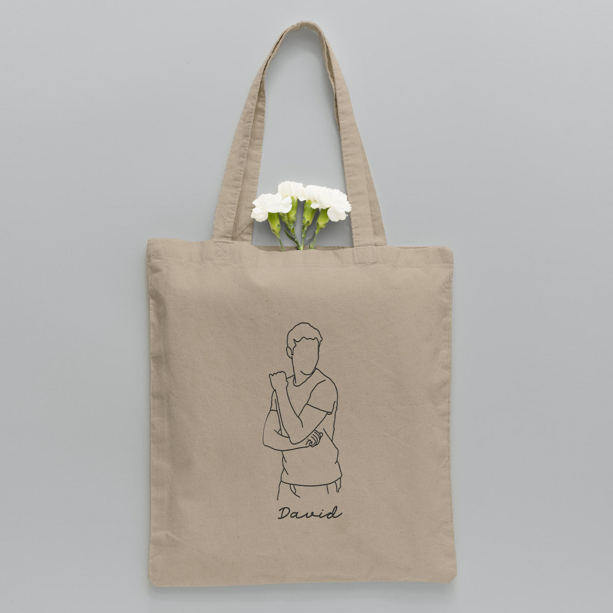Custom Photo Line Art - Personalized Son Embroidered Tote Bag