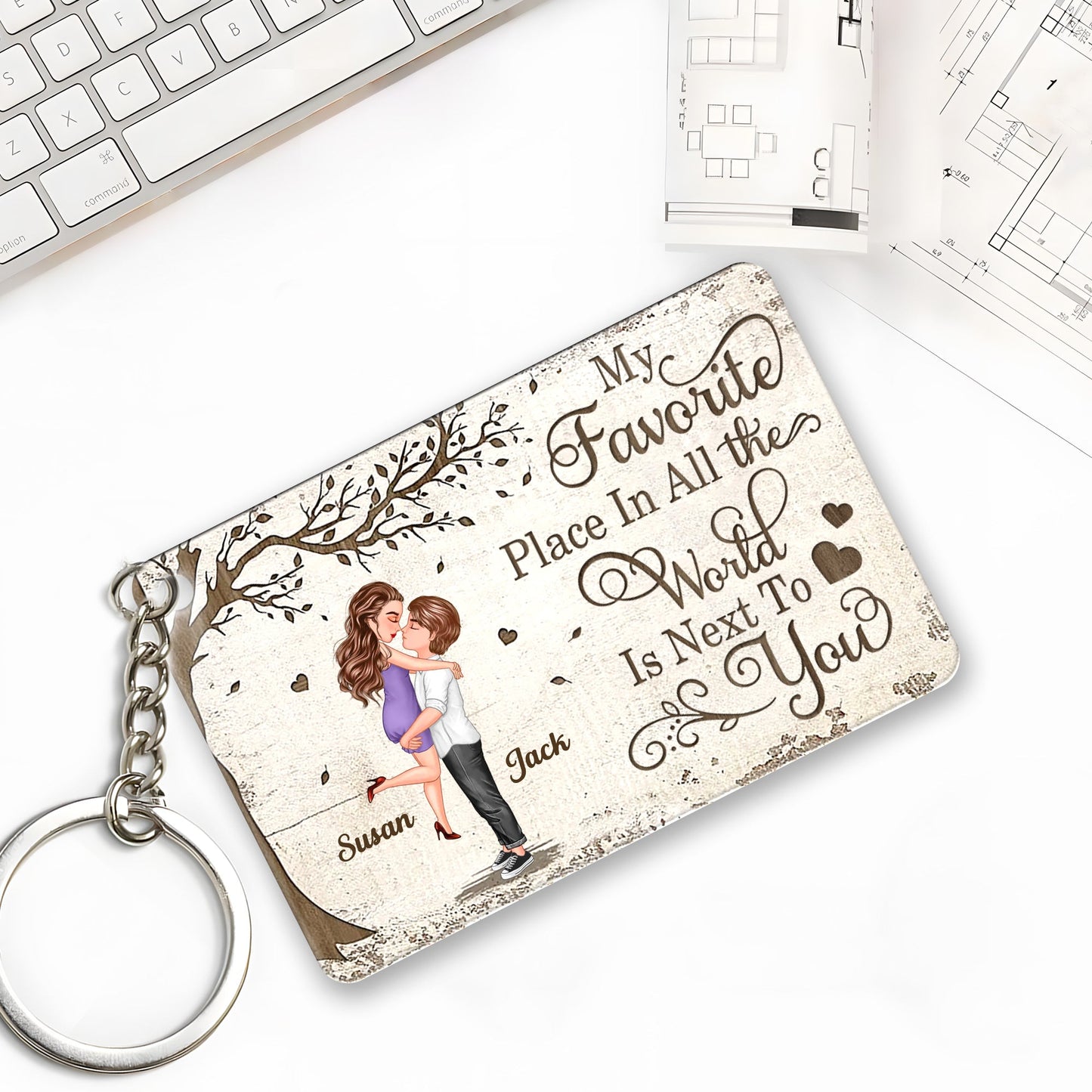 Personalized Couple Keychain - Custom Love Memory Poster, Perfect Gift to Express Love & Cherish Memories, Ideal for Your Significant Other
